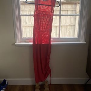 Free people intimately coral sheer dress with lace